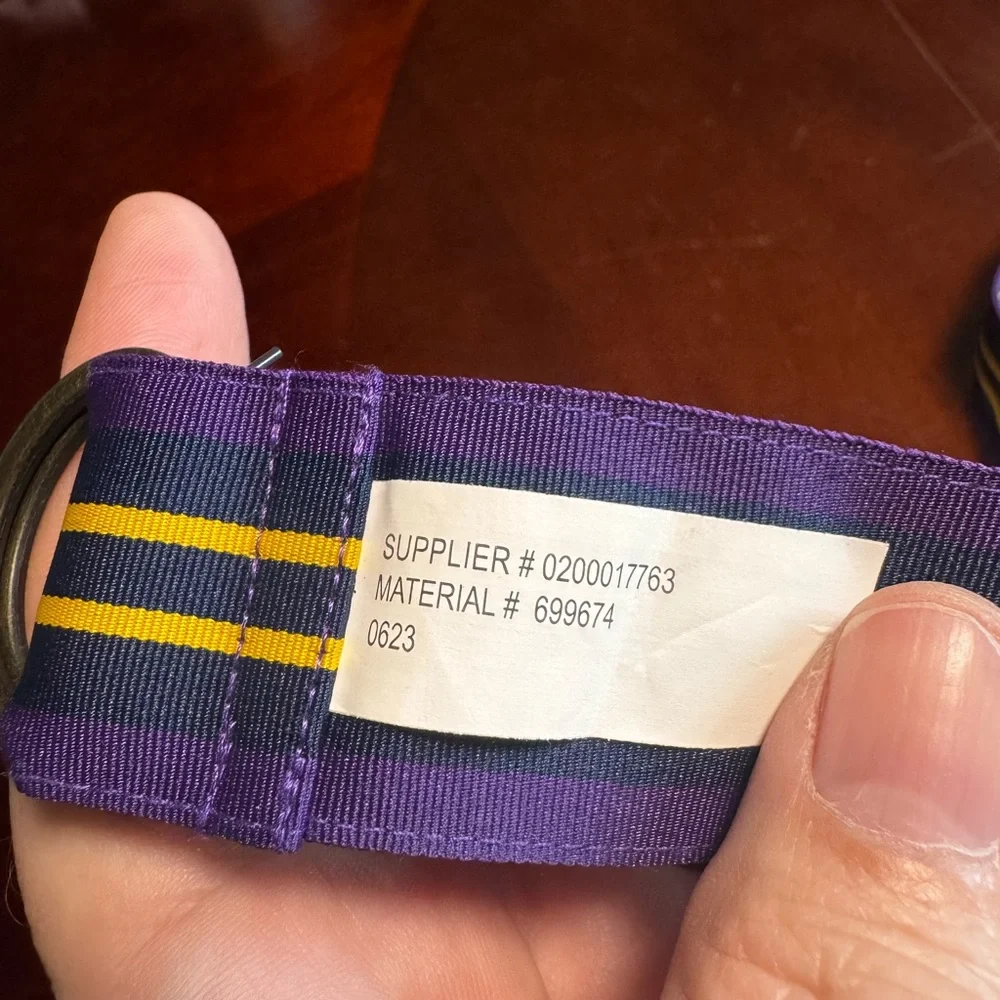 Polo Ralph Lauren Purple Navy and Yellow Striped Belt - Picture 8 of 8